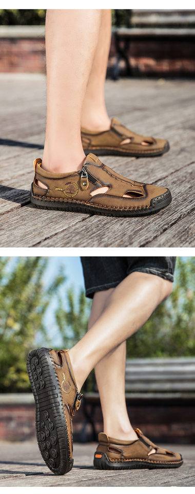 Dép sandal nữ bít mũi quai khâu thoáng khí chống trượt — F 6611m màu, F6611 hồng, F6611 kaki, F6611 màu vàng chi tiết 15