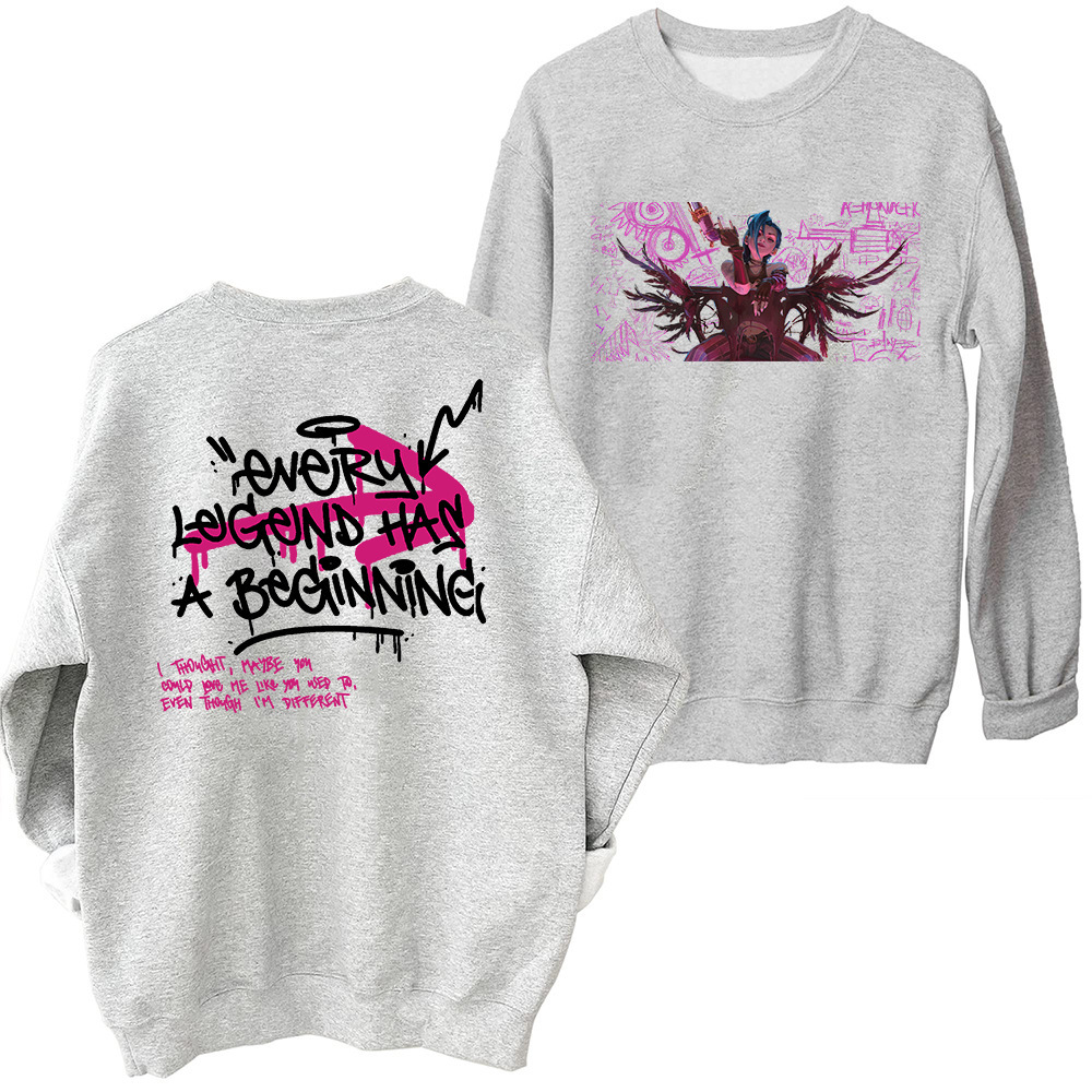 Arcane Jinx Graffiti Art Sweatshirt Harajuku Round Neck Long