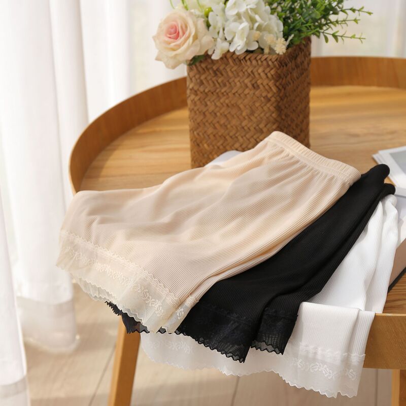 Summer Safety Pants Ice Silk Women's Large Size Safety Pants Cool Anti-running Light Bottoming Outer Wear Thin Traceless Shorts