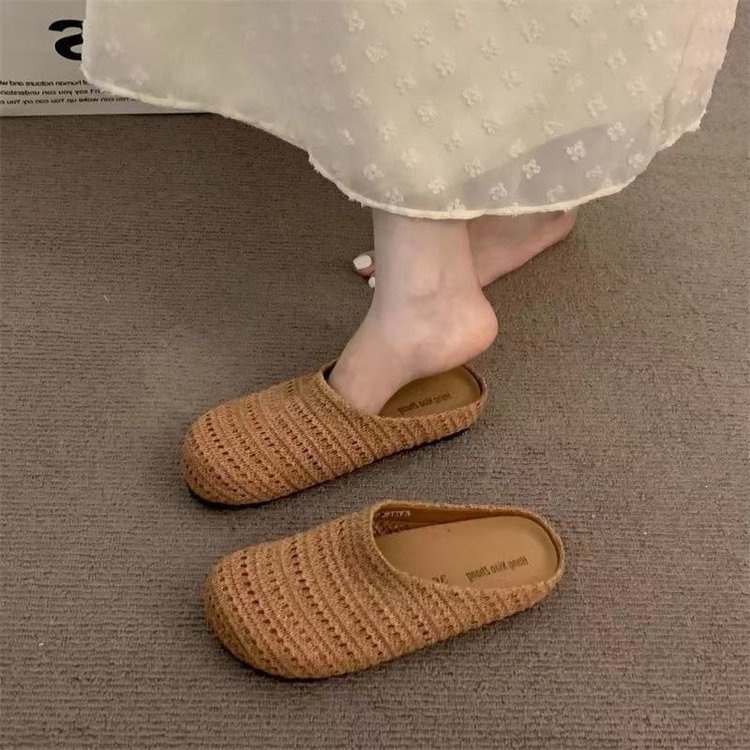 Zapatillas de tejido franceses huecas transpirables para mujeres verano 2026 cabeza de bolsa Muller zapatillas de mujer francesas image 5