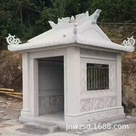 石雕龙王庙厂家户外大型石头屋子雕刻厂供奉神像石材房子图片大全
