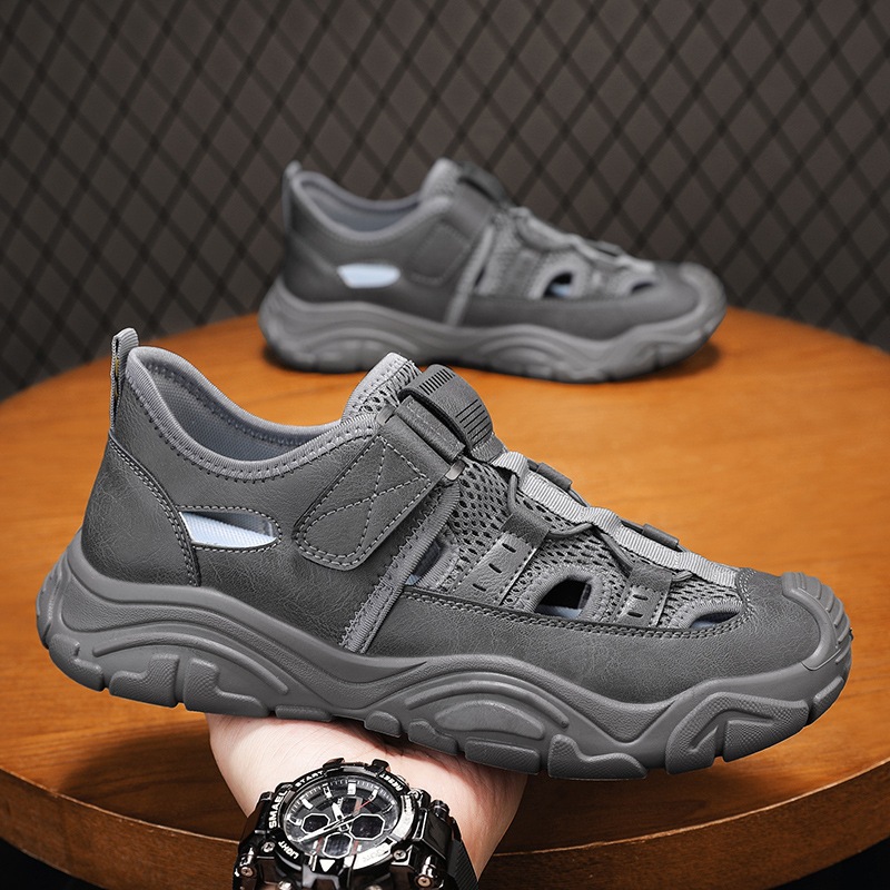 Zapatos de hombre Baotou verano 2025 nuevos zapatos deportivos al aire libre huecos y transpirables para hombres sandalias de vadeo casuales para hombres