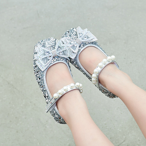 Girls Princess Shoes Soft Sole 2024 Spring and Summer New Baby Shoes Spring Crystal Shoes Children's Small Leather Shoes Spring and Autumn