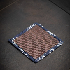 Modern Chinese Style Lined Bamboo Woven Incense Stand Tea Mat Home Tea Ceremony Accessories Aromatherapy Bamboo Craft Table Decor