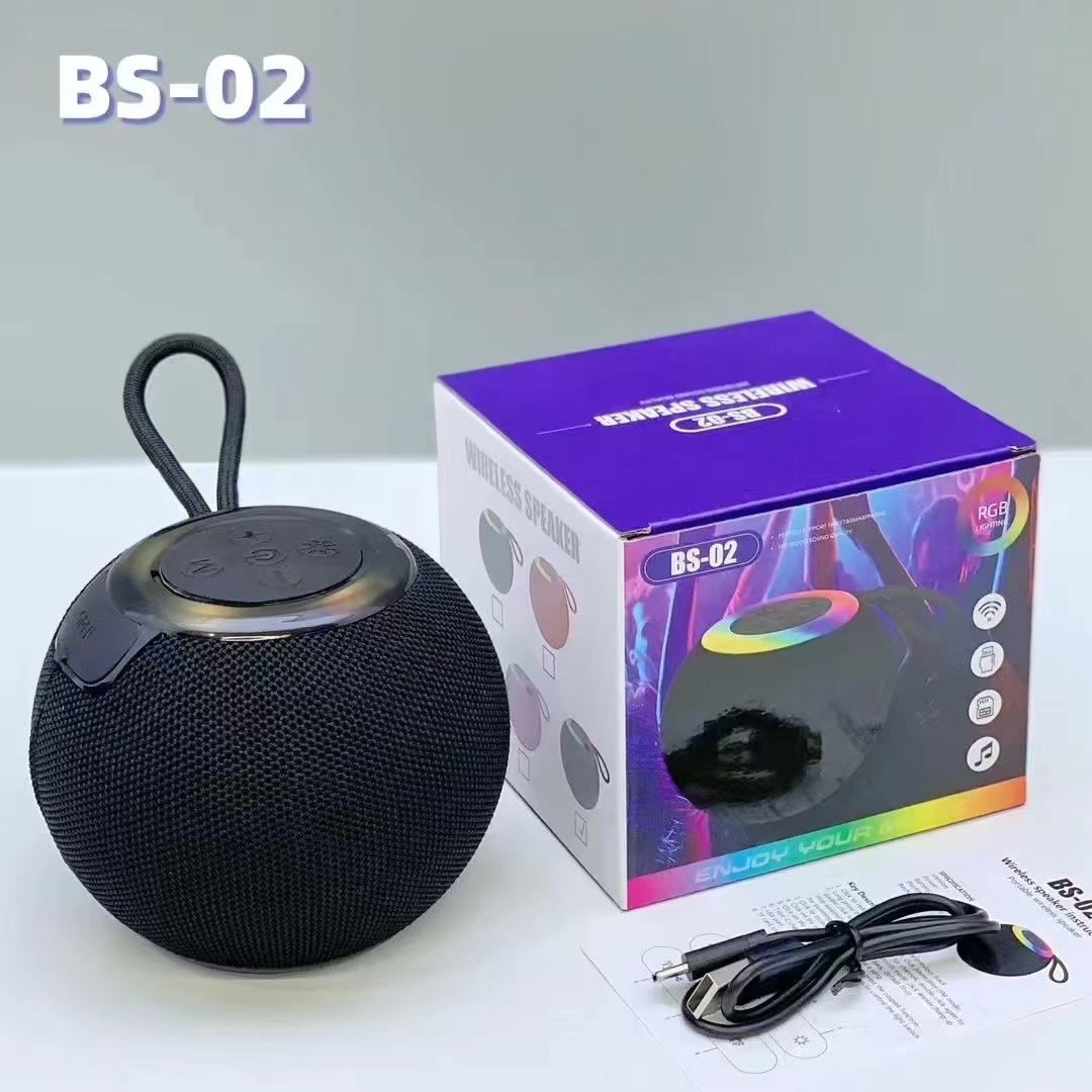 Comercio exterior nuevo pequeño redondo manzana altavoz inalámbrico bluetooth tela portátil tarjeta de enchufe de cuerda pequeña sonido bs - 02