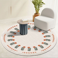 Ins-style household round rug for bedroom children's room, stain-resistant and easy to clean, thick anti-slip faux sheepskin rug