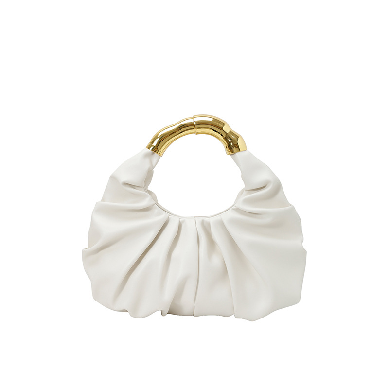New Arrival Solid Color PU Cloud Bag Trendy Fashion Pleated Niche Design Handbag Elegant Women's Evening Bag - Thumbnail 6