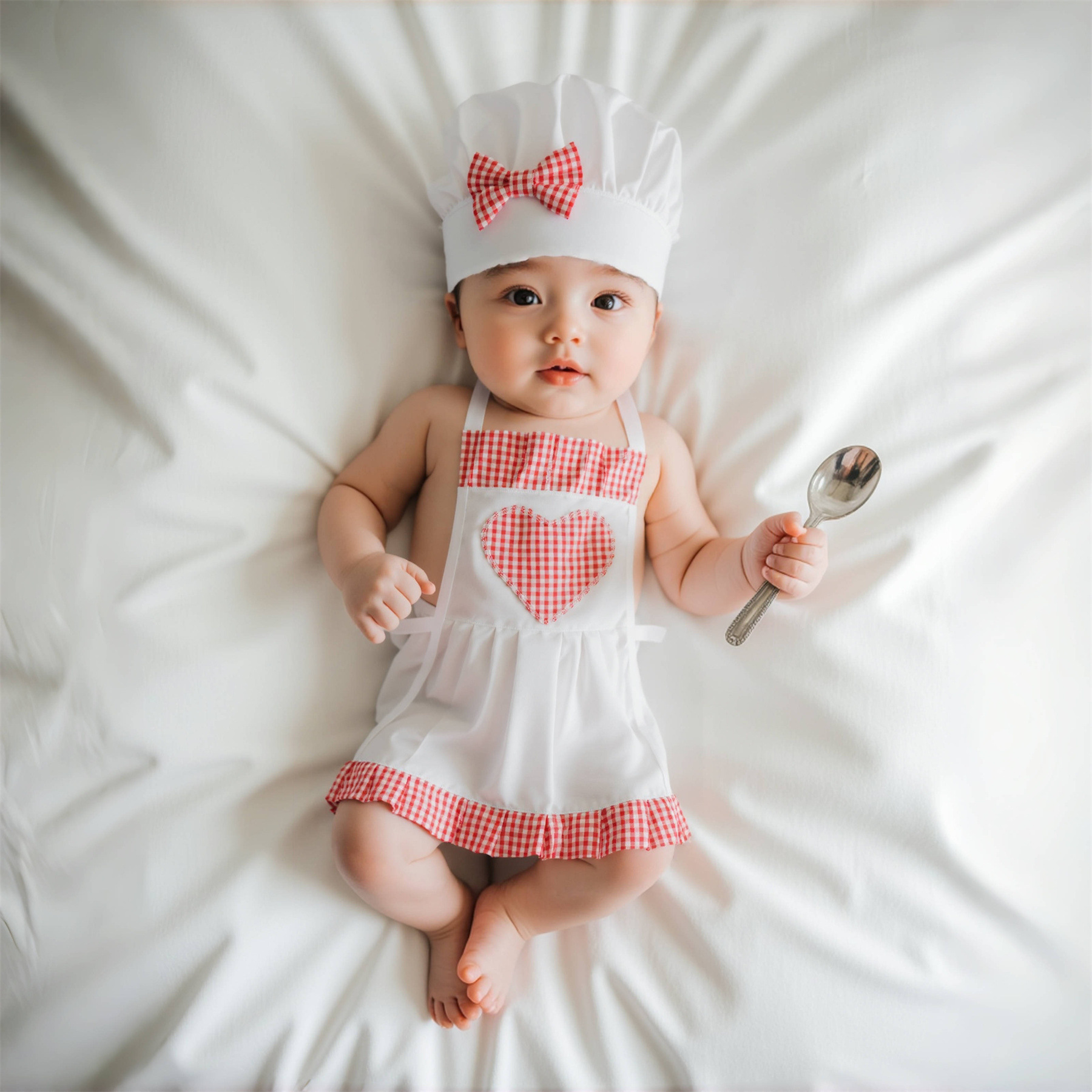 宝宝百天照拍照影楼厨师主题套装儿童摄影服装满月周岁照婴儿服装