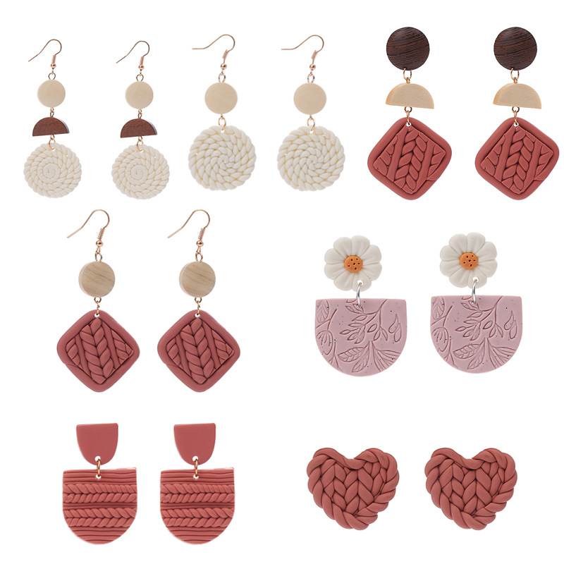 15g Weight Retro Geometric Synthetic Resin No Inlaid Drop Earrings