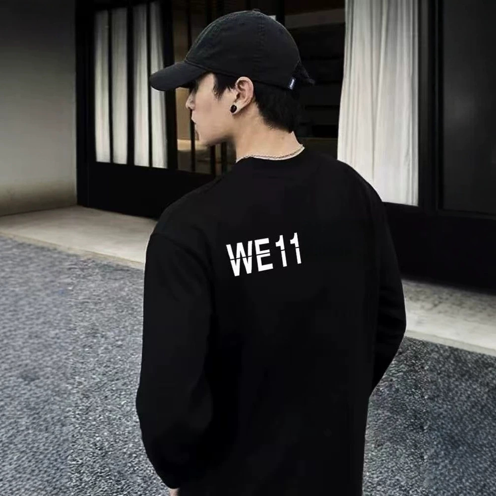 WE11 Korean style niche trendy brand new casual loose couple long-sleeved pullover base layer top, fashionable and versatile top