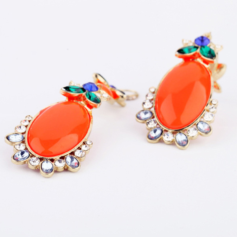 Personality Creative Flower Earrings Design Sense Diamond-studded Gemstone Earrings Wholesale Jewelry display picture 5