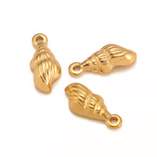 跨境专供不锈钢海螺配饰 DIY海洋系列钛钢海螺 贝壳吊坠 饰品配件