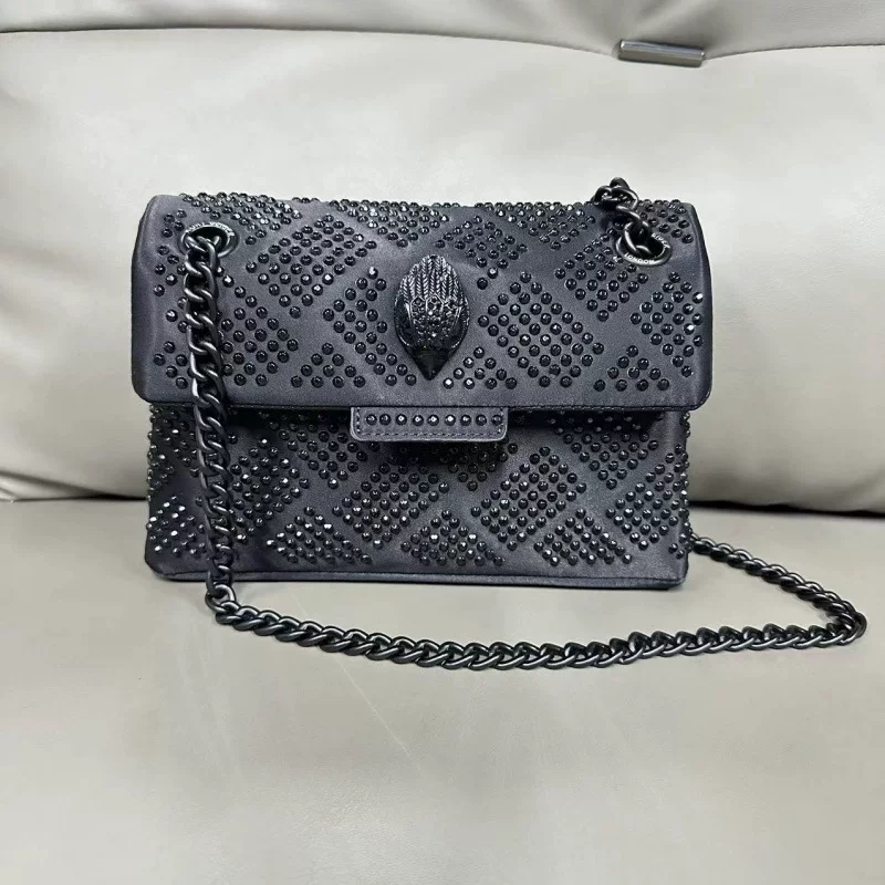 One-shoulder bag on chain, black small bag, chain bag