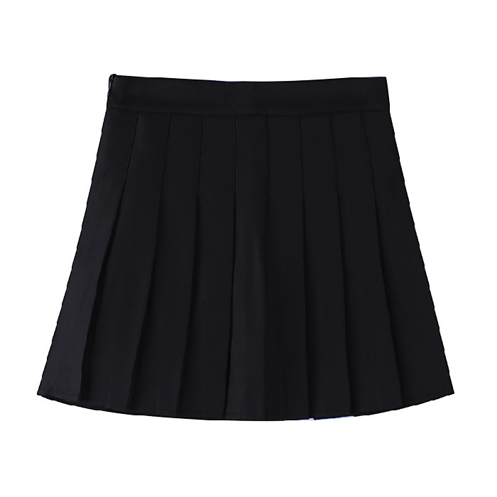 四季ショートスカート女性プリーツスカート JK 制服スカートファッションスカート (延長 + 安全パンツ + ジッパー + ボタン)|undefined