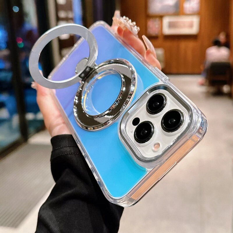 Suitable for iPhone 17 Pro Max Anti-Yellowing Metal Button Bright Shadow Chameleon Electroplating Stand 14P 15 Ultra Drop-Proof