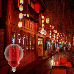 中國紅炫彩喜慶吉祥大龍珠泡節日婚慶裝飾用品過年七彩紅色LED燈