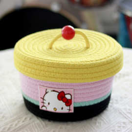 棉绳收纳筐棉线桌面化妆品玩具收纳筐奶油蛋糕主题创意收纳盒