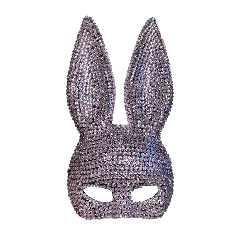Máscara de conejo con diamantes para fiestas