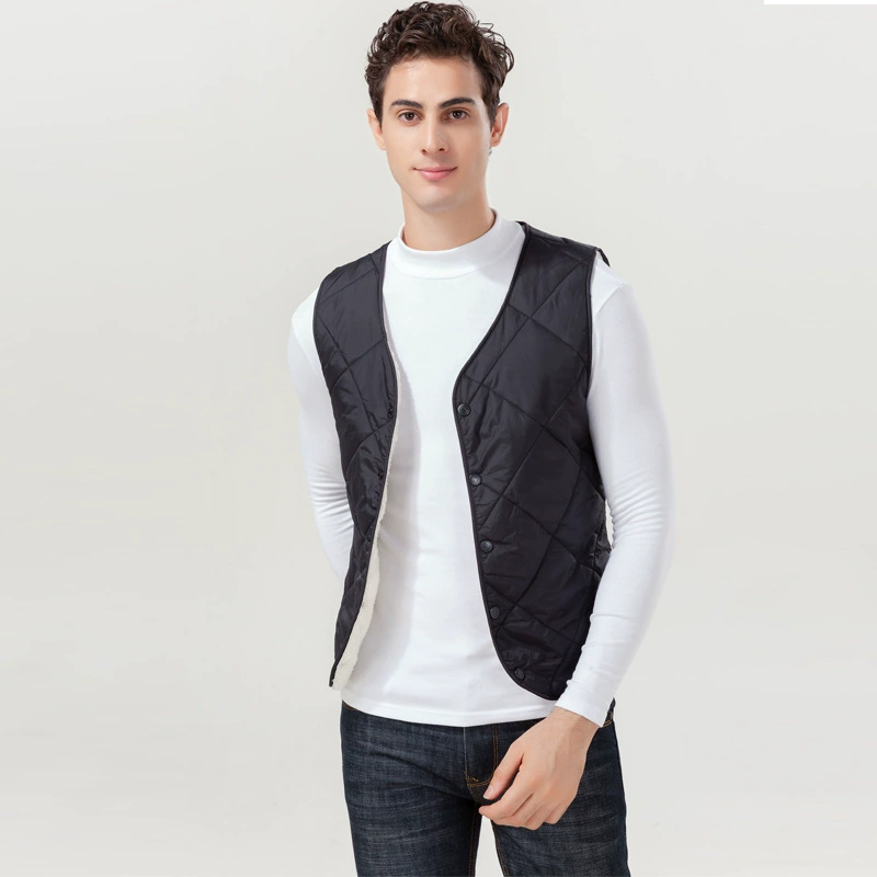 Demi-season warm vest with down, down jacket, plus size, for middle age