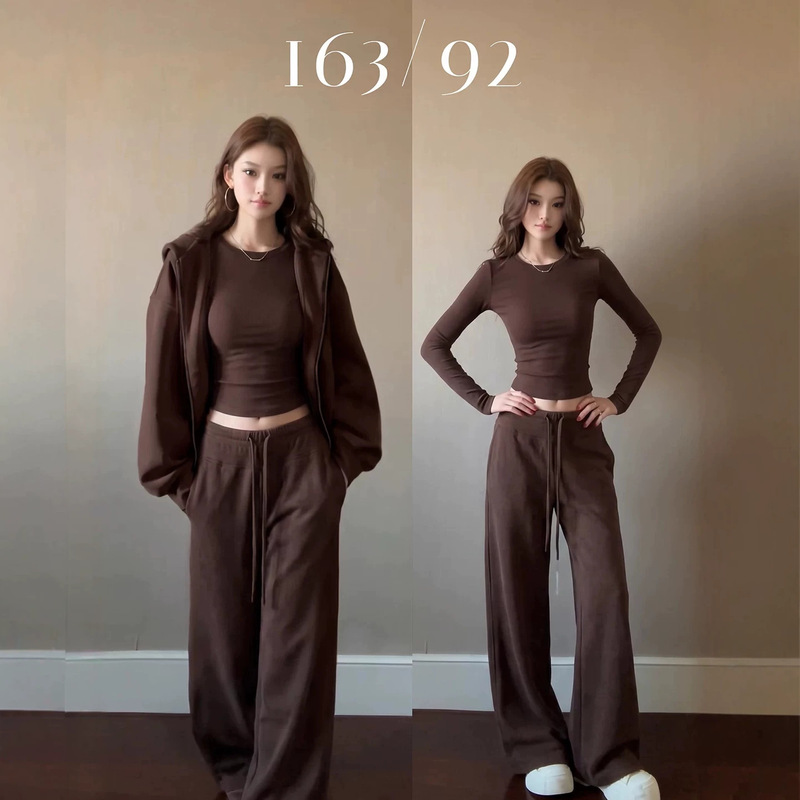 Women's autumn outfit: American-style hooded sweatshirt and pants, loose-fitting outerwear, women's autumn top, cardigan – a complete set Women's autumn outfit: American-style hooded sweatshirt and pants, loose-fitting outerwear, women's autumn top, cardigan – a complete set