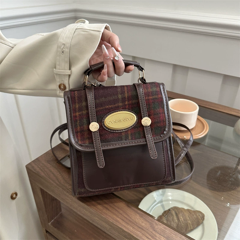 Новый весенний мини-рюкзак контрастных цветов 2024 года, Женская Высококачественная универсальная сумка-мессенджер в стиле ретро, маленький рюкзак из искусственной кожи
