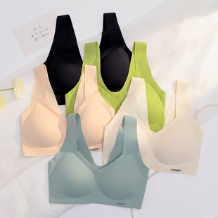 Seamless Underwear Women's thin one-piece small chest push up sleep sports vest wireless breast bra summer