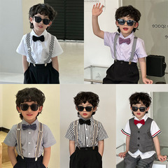 童裝短袖襯衫春夏季新款兒童韓版洋氣中小童上衣男童翻領襯衣潮