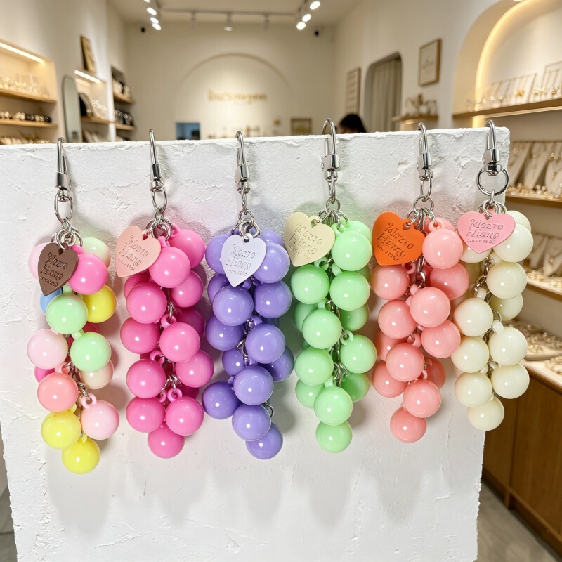 Korean and Japanese Style Colorful Grape-Shaped Keychain Pendant Bag Accessory for Women High-End Handmade DIY Bead Shop