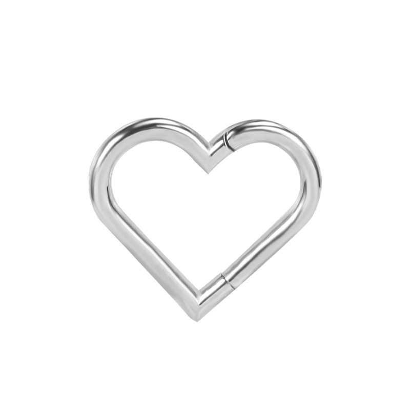 Rose Gold Heart Nose Ring 316L Stainless Steel Hoop 1.2mmx10mm Nose Piercing Jewelry detail image 14