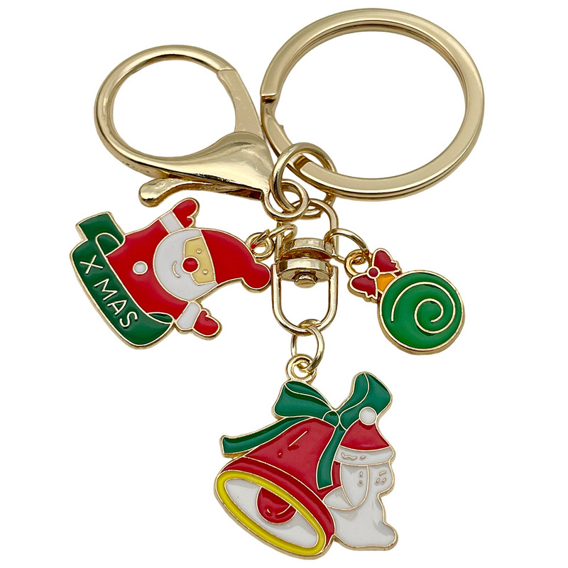 クロスボーダーサンタクロースの日クリスマスツリーデーかわいいキーホルダー合金キーチェーンバッグペンダントジュエリー小さなギフト|undefined