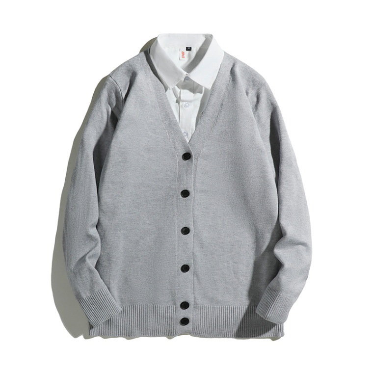 Otoño y invierno nuevo suéter hombre cardigan V-cuello abrazado chaqueta suelta casual suéter de punto suelto simple