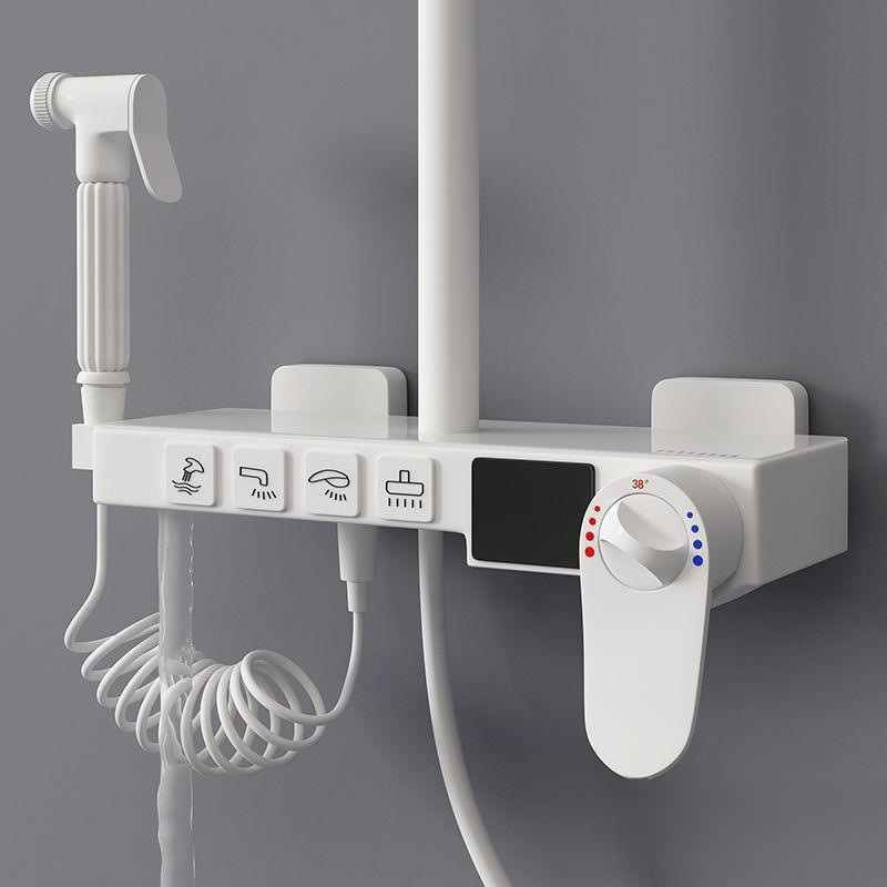 九牧王白色恒温淋浴花洒套装全铜家用增压淋雨喷头可升降淋浴全套