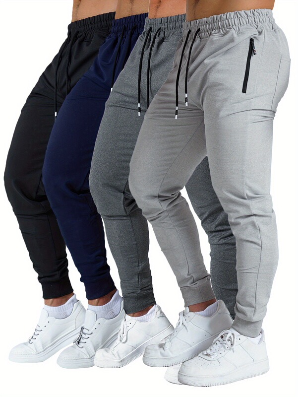 T 1443 Men's Slim Fit Fleece Joggers Sports Pants European and American Cross-Border