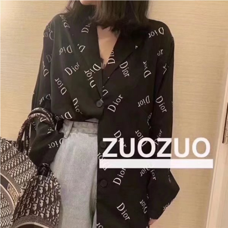 Hong Kong style design sense niche machine long-sleeved chiffon shirt women's summer thin micro-perspective letter printed sun protection top Hong Kong style design sense niche machine long-sleeved chiffon shirt women's summer thin micro-perspective letter printed sun protection top