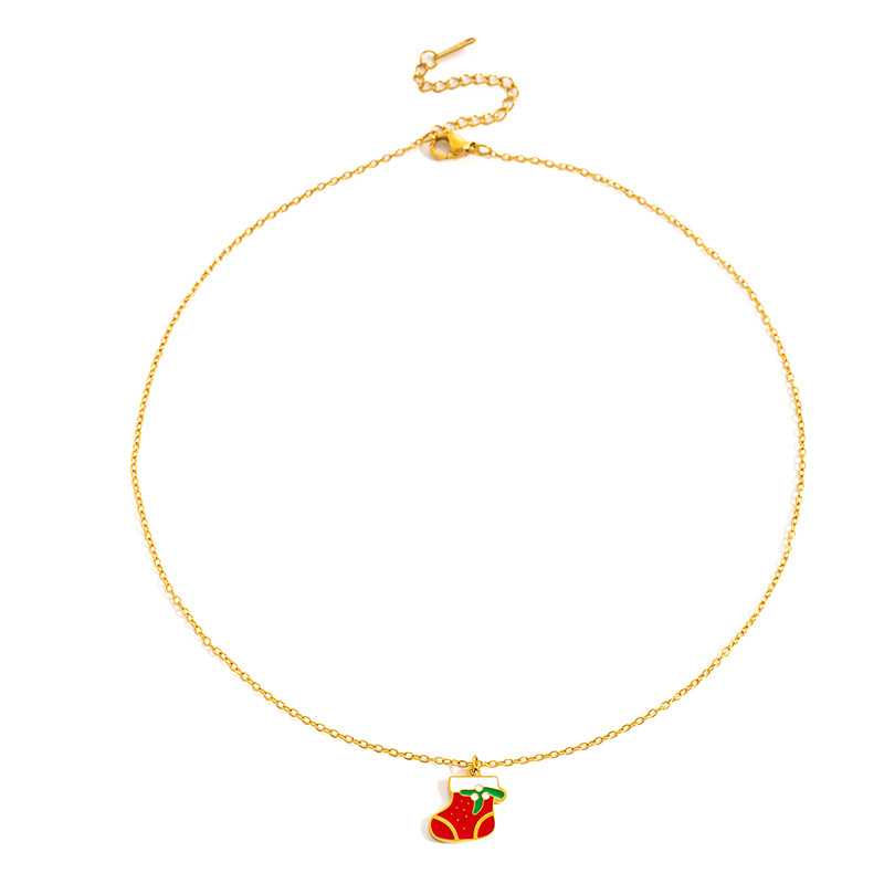 6g Weight 0.03µm Gold Plating Thickness Electroplated Gold Plating Process Golden Plated Plating Material 201 Stainless Steel Pendant Material Pendant Necklace Classification 201 Stainless Steel Chain Material cable chain Chain Type 1 Piece Quantity Holiday, Daily Occasion 201 Stainless Steel Material Santa Claus, Christmas Socks Pattern Women's Gender Cute Style Plating Craft Fashionable Stainless Steel Christmas Cartoon Deer Necklace Creative Design Lockbone Chain Luxury Style Titanium Jewelry For Women 13