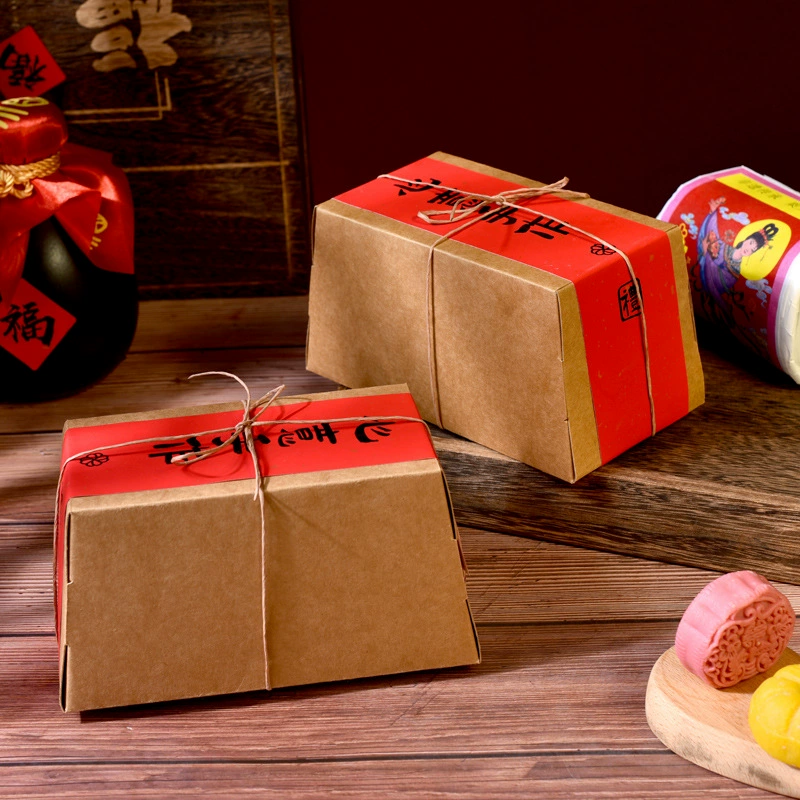 Подарочная коробка для лунных пряников на Фестиваль середины осени 2025 года, ретро-упаковка из крафт-бумаги, тубус для кондитерских изделий, печать на бумажной упаковке для лунных пряников