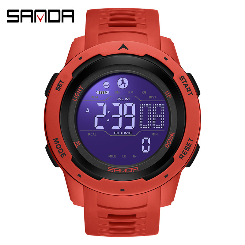 Sanda SANSDA calorías podómetro reloj despertador impermeable multifunción montañismo a prueba de golpes hombres y mujeres reloj 2145
