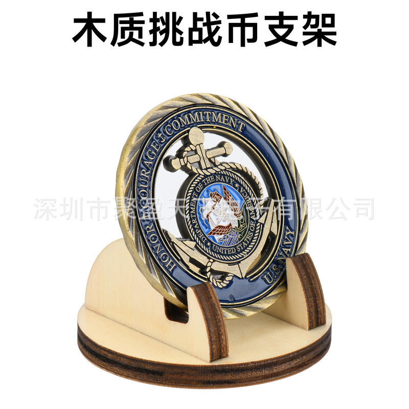 Wooden Challenge Coin Holder Set of 5, Coin Display Stand, Commemorative Collection Card Storage Rack