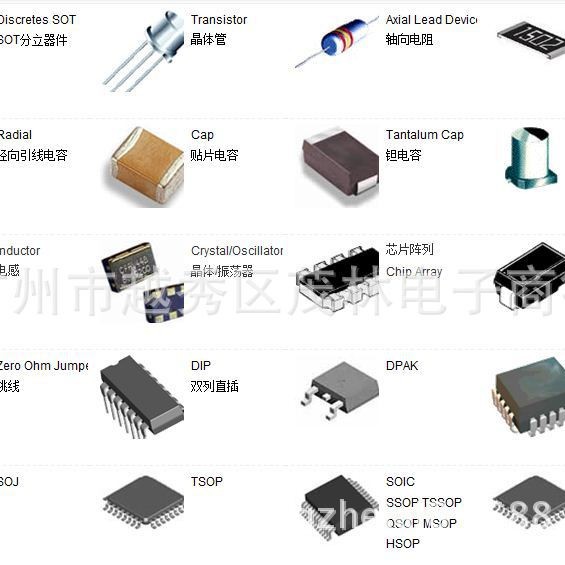 供应批发配套电子元器件二极管三极管ＩＣ桥堆电容电阻插件贴片等