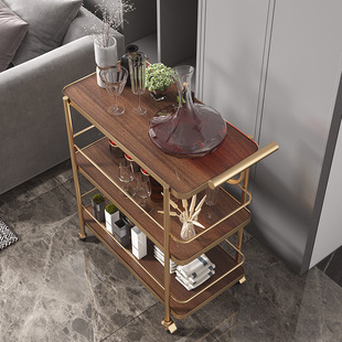 European-Style Beverage Cart Kitchen Three-Tier Storage Rack Home Dining Cart Iron Food Delivery Cart Hotel Mobile Trolley Restaurant