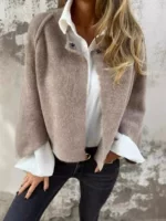 Демисезонное короткое кашемировое длинное рукавное, шерстяное пальто, AliExpress, свободный покрой, облегающий