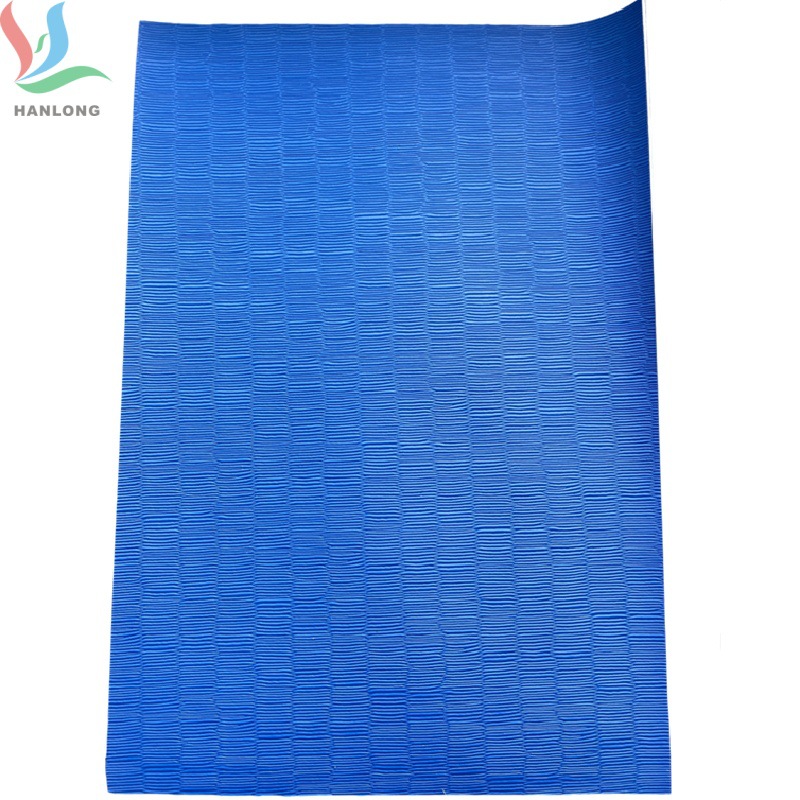 工厂草席纹单面pvc夹网涂层布1000D体育用品防滑运动垫面料