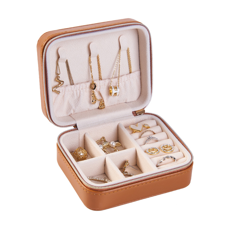 Cuero DE LA PU caja de joyería simple pendientes creativo joyería portátil caja de almacenamiento pendientes anillo pequeña caja de joyería