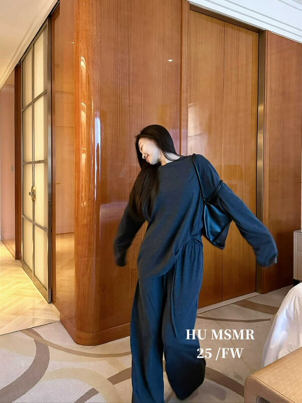 广州十三行HUMSMR秋上新爆款休闲圆领宽松纯色长袖T恤C1131|undefined