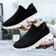 一腳蹬男鞋春秋2024新款男士高彈襪子鞋春季飛織網面運動休閒網鞋