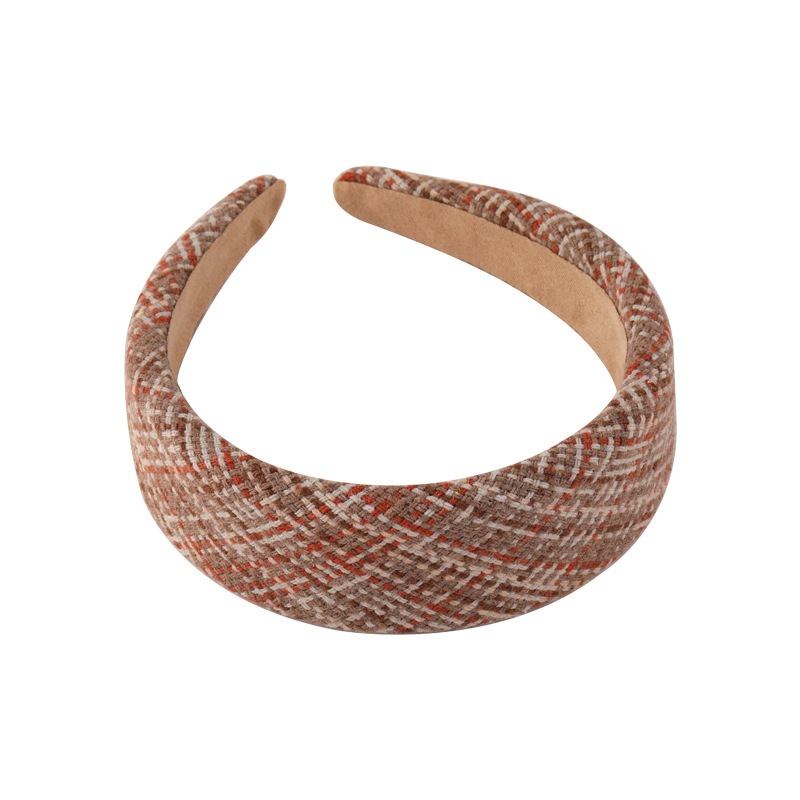 Plaid Pattern Sponge Broad-brimmed Headband display picture 10