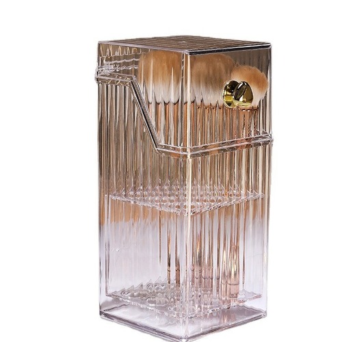 Makeup brush storage tube dust-proof with cover high-end light luxury large size filled pearl eyebrow pencil eyeliner large capacity brush barrel