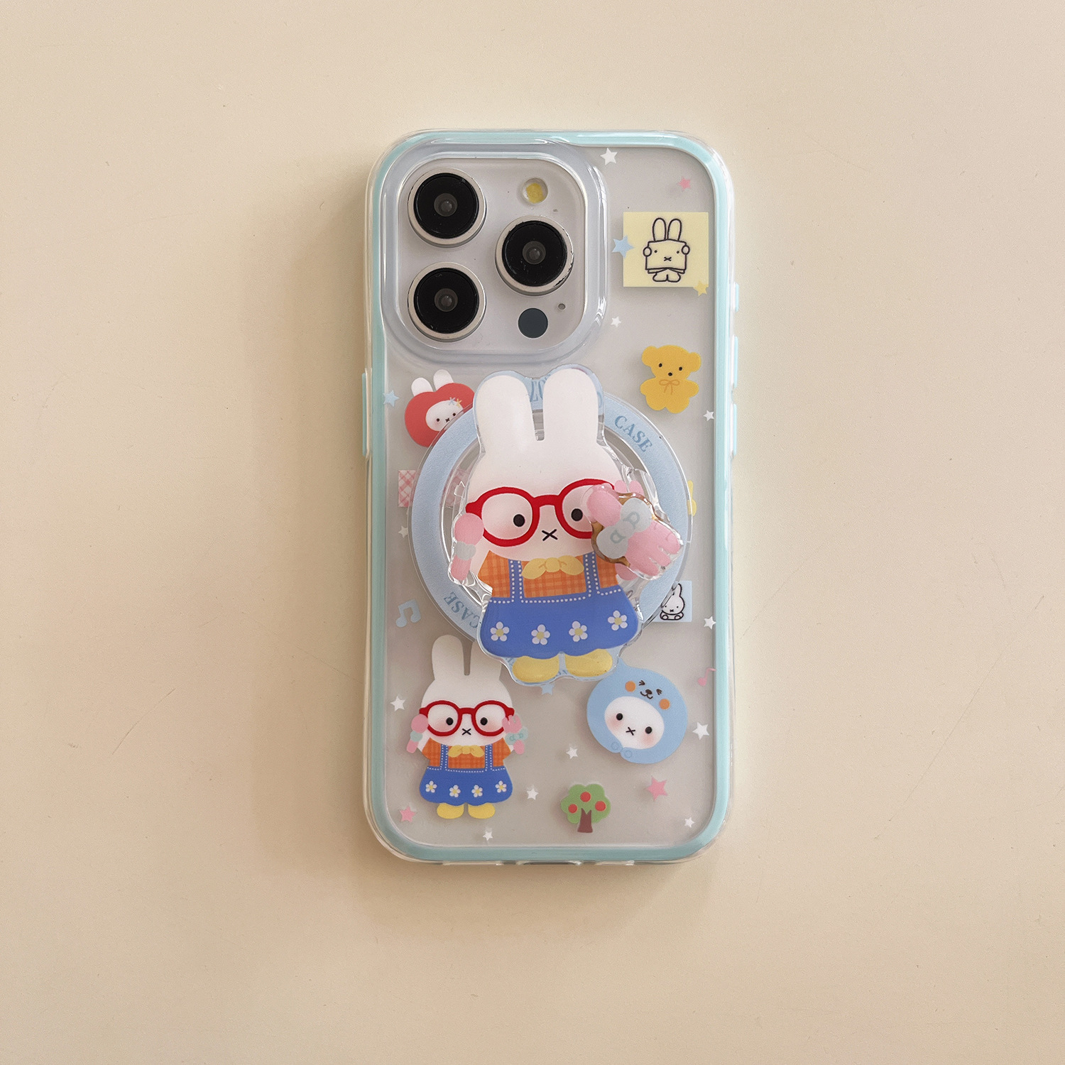 Divertido y lindo conejo dos en uno para Apple 16ProMax funda para teléfono móvil 15Pro lindo 14/13 chica 16