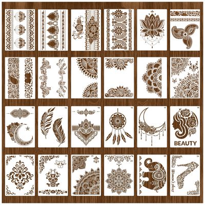 新款复古花边PET绘画模板彩绘涂鸦DIY镂空模版现货多功能塑料模板|ru