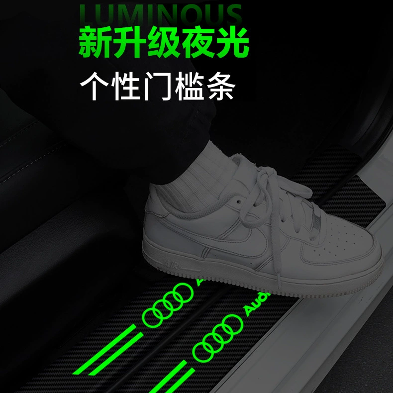 Светящийся углеродный углерод наклейка дверная защитная наклейка анти-ступенька наклейки приветствия педали для декоративных принадлежностей